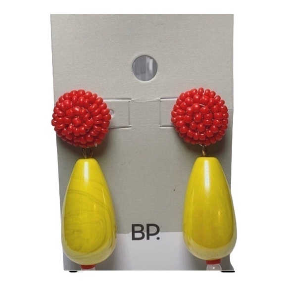 BP Red and Yellow Beaded Earrings - Picture 2 of 2